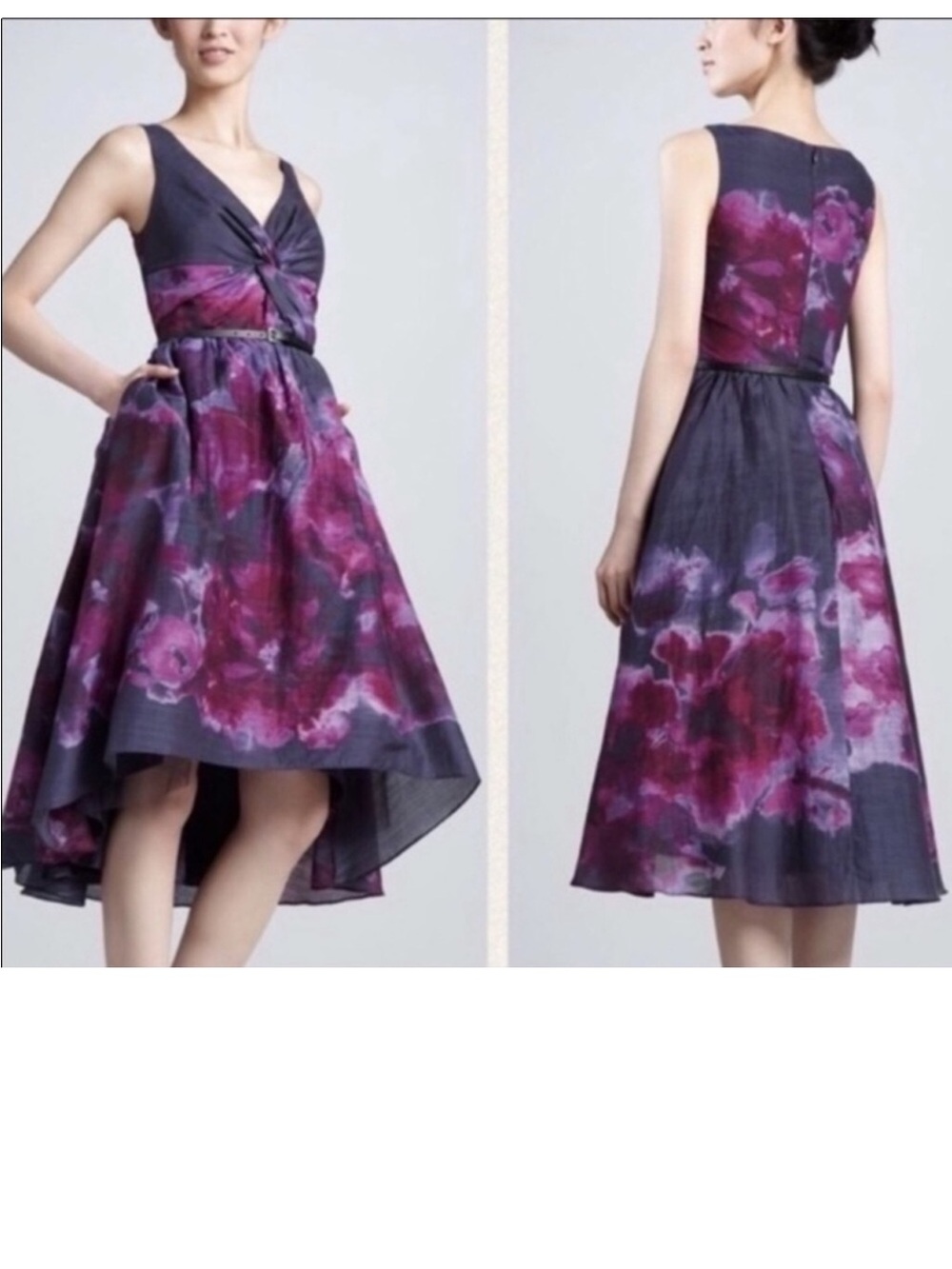 Lelia Rose Sleeveless Purple Floral High-Low Dress